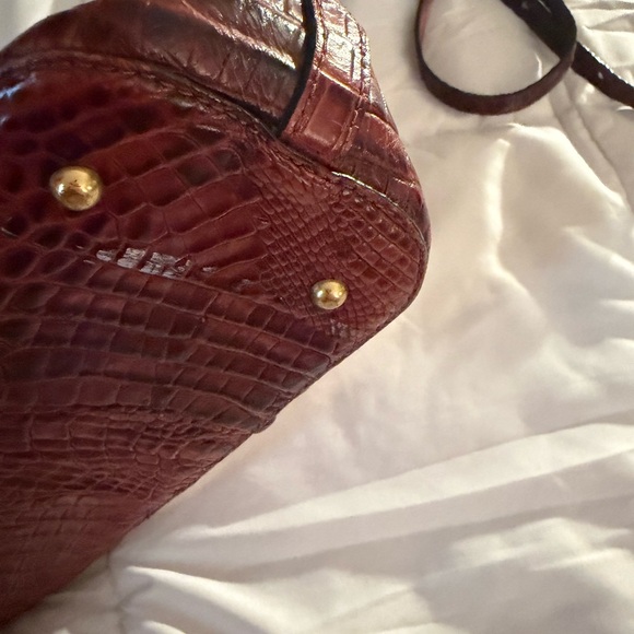 Brahmin Rich Brown Crocodile-Embossed Shoulder Bag - Picture 7 of 8